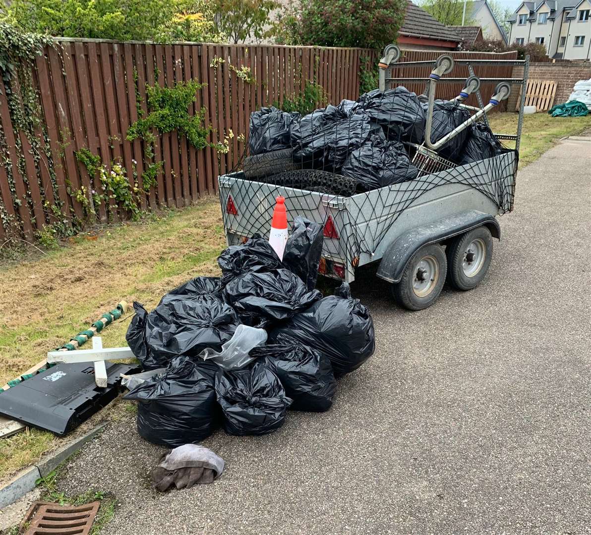 The rubbish the team cleared was loaded up and taken to Moray Waste Busters.