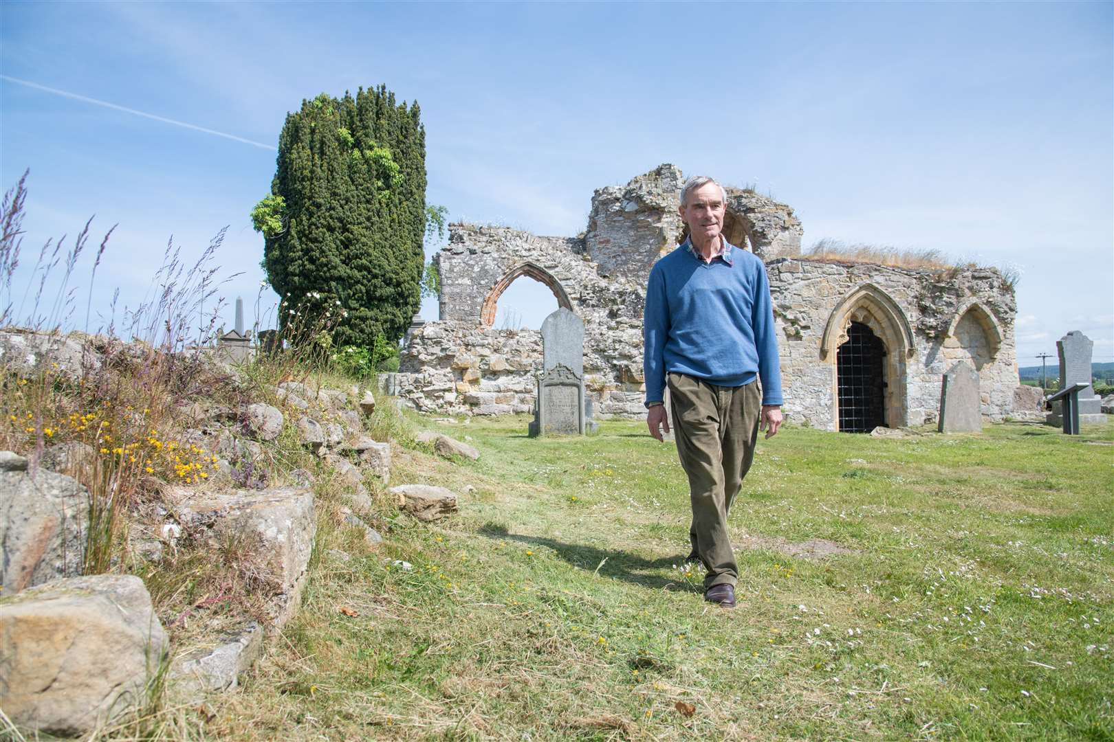 Kinloss Abbey Trust’s Timothy Finnegan is one of the volunteers offering guided tours. Picture: Daniel Forsyth