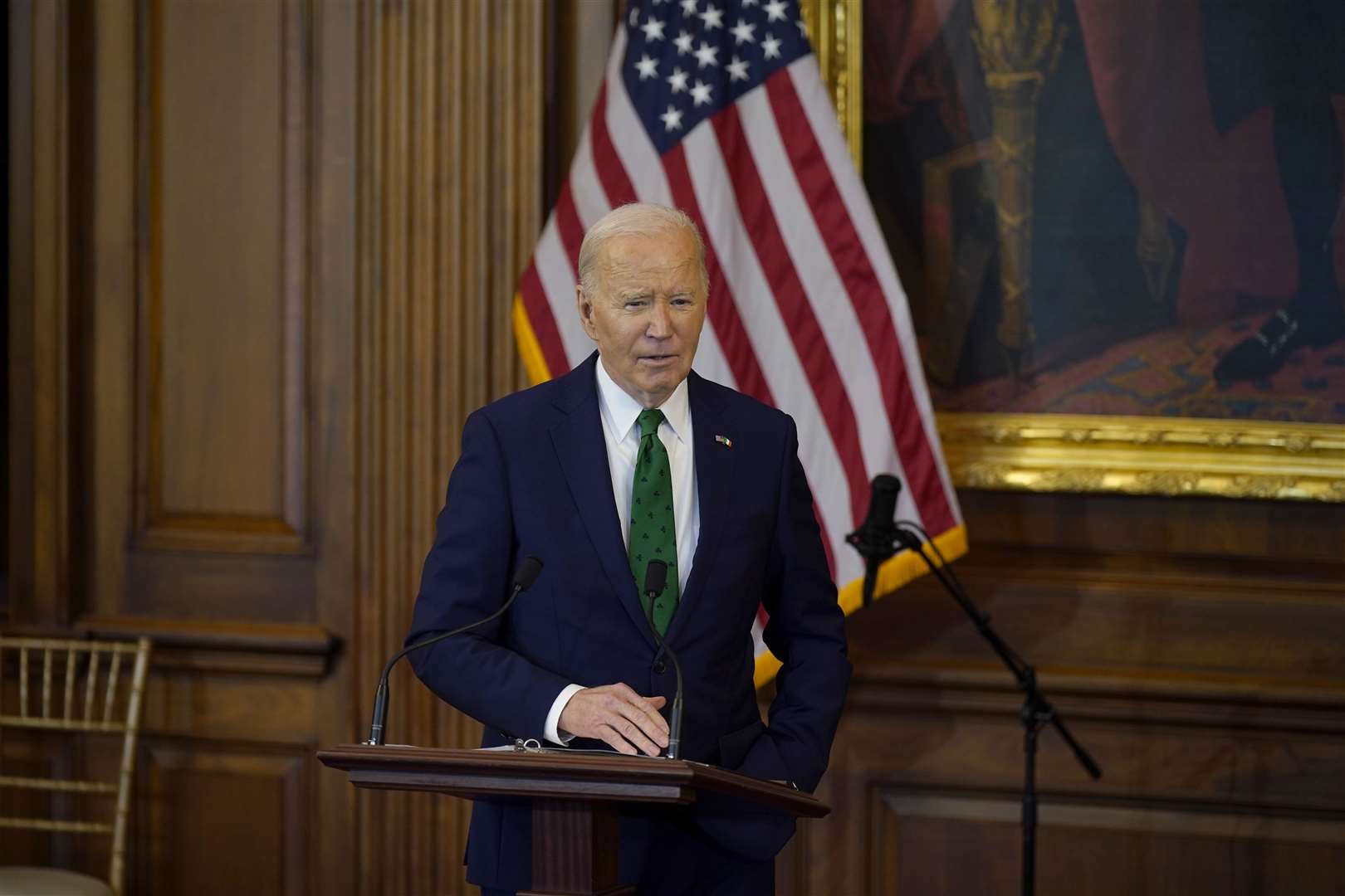 US President Joe Biden speaks during the annual Friends of Ireland Luncheon (Niall Carson/PA)