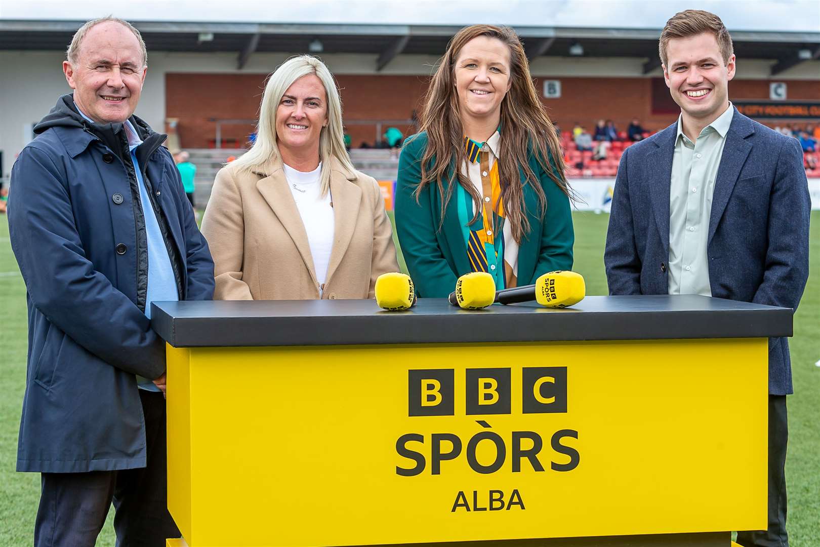 Some of BBC Alba’s on-screen sport talent, (from left) Alex O’ Henley, Emma Black, Suzanne Lappin and Micheal Steele. Picture: Colin Poultney