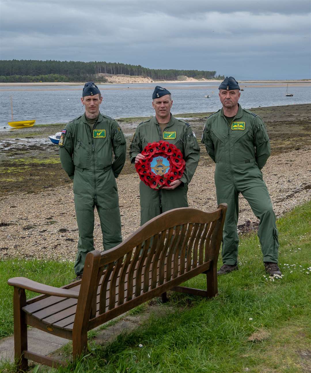 Laying a wreath at the late Andrew Richardson’s memorial bench. Picture: Morven Mackenzie
