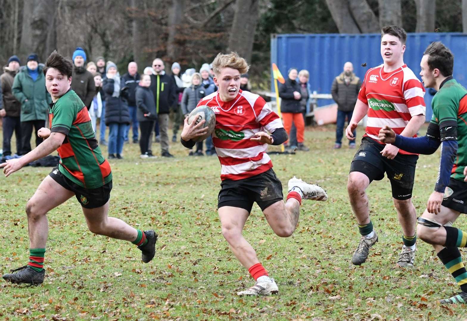 Moray/Huntly in action against Highland at under-16 level. Picture: James Officer