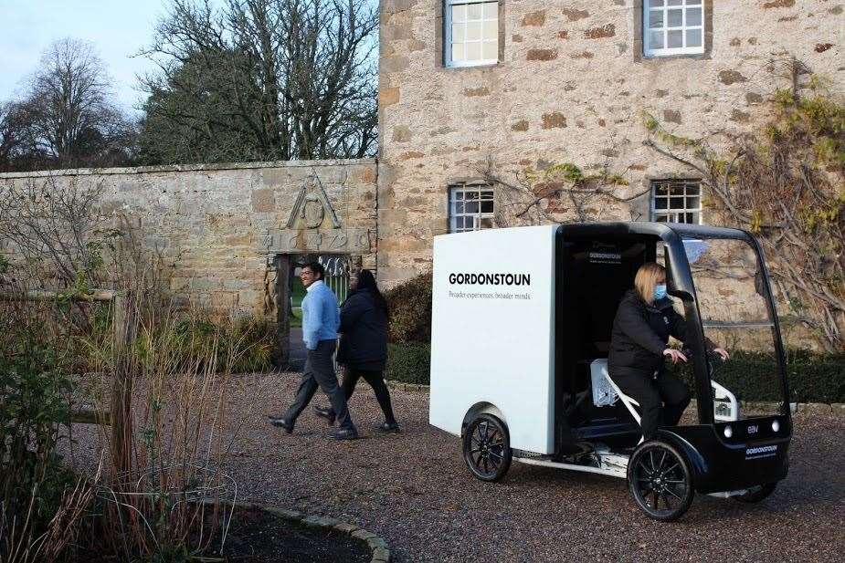 The trial of the EAV2Cubed vehicle is to replace vans at Gordonstoun School's grounds.