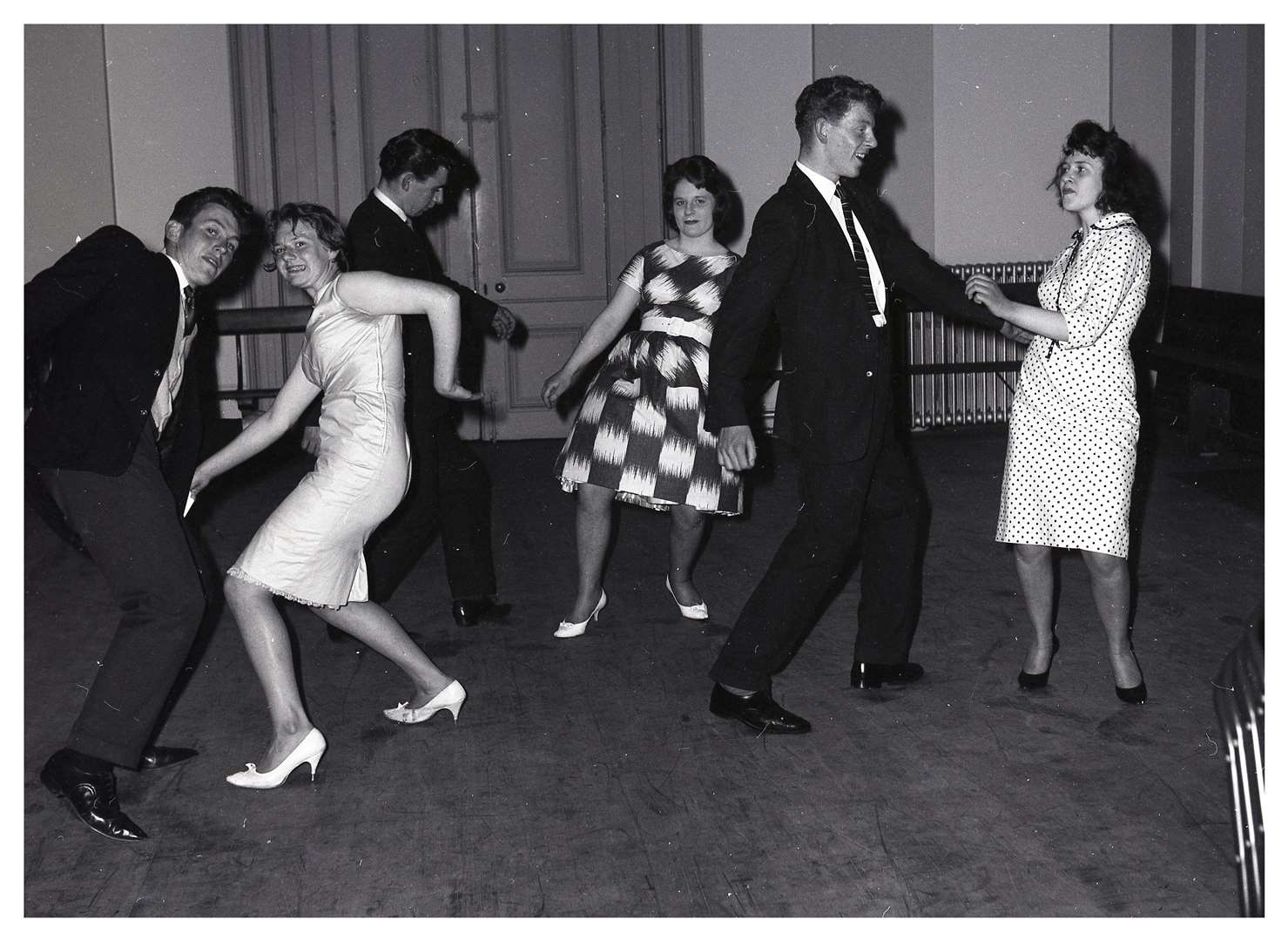 A twist competition at Forres Town Hall, in May 1962. Picture from Forres Heritage Trust.