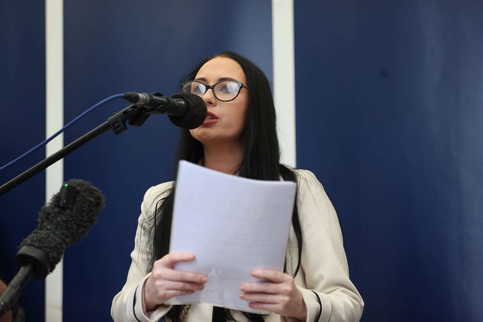 Natasha Butler speaks during the Time for Truth rally at Belfast City Hall (Liam McBurney/PA)