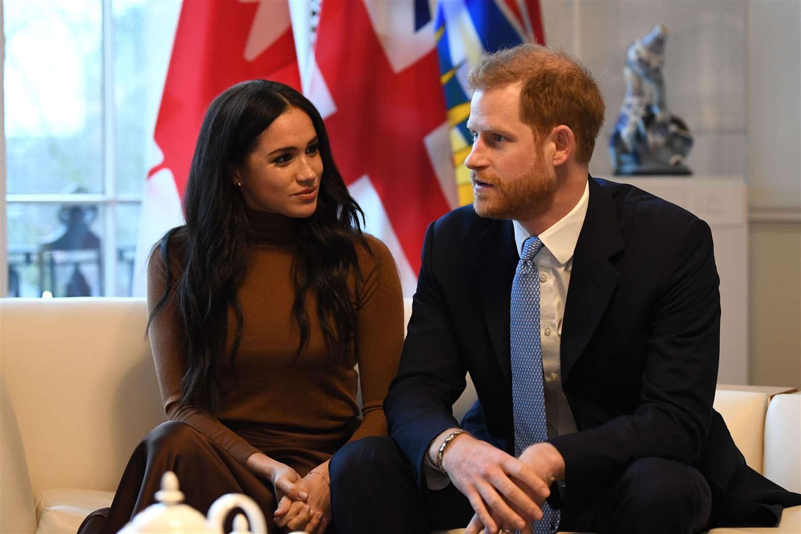 The couple during their visit to Canada House, central London, in January 2020 (Daniel Leal-Olivas/PA)