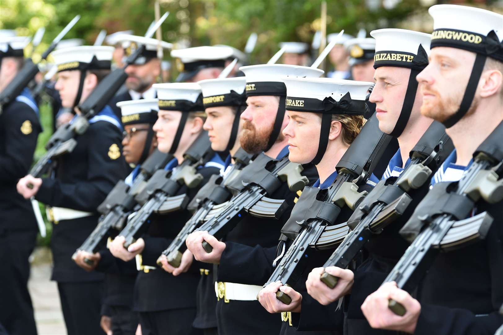 Members of the Royal Navy at the new national memorial and garden of reflection (Peter Byrne/PA)