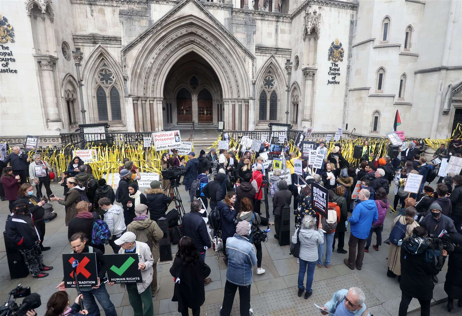 Assange supporters demonstrated outside the High Court in London (James Manning/PA)