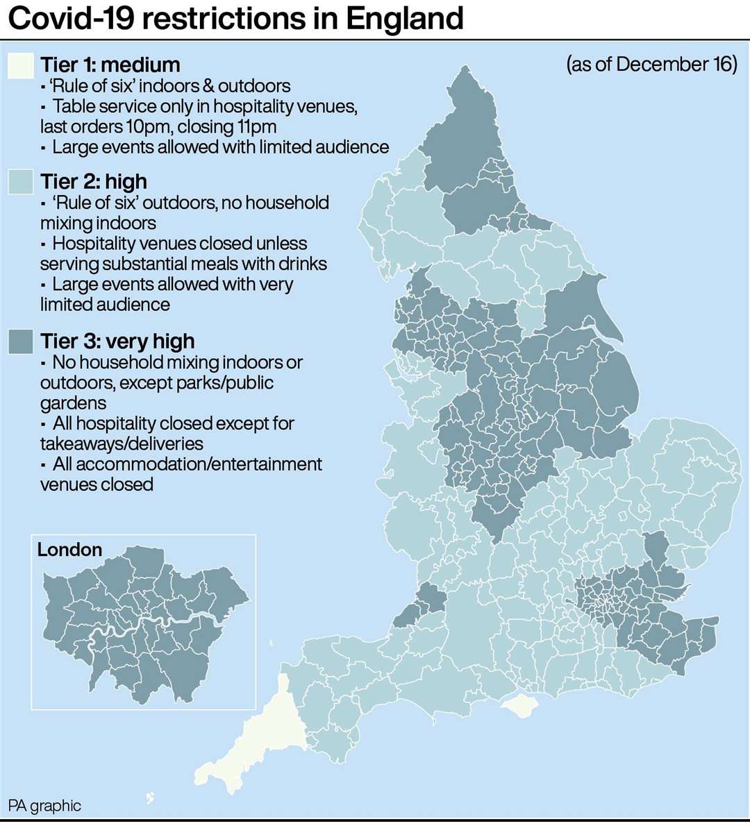 Covid-19 restrictions in England (PA Graphics)