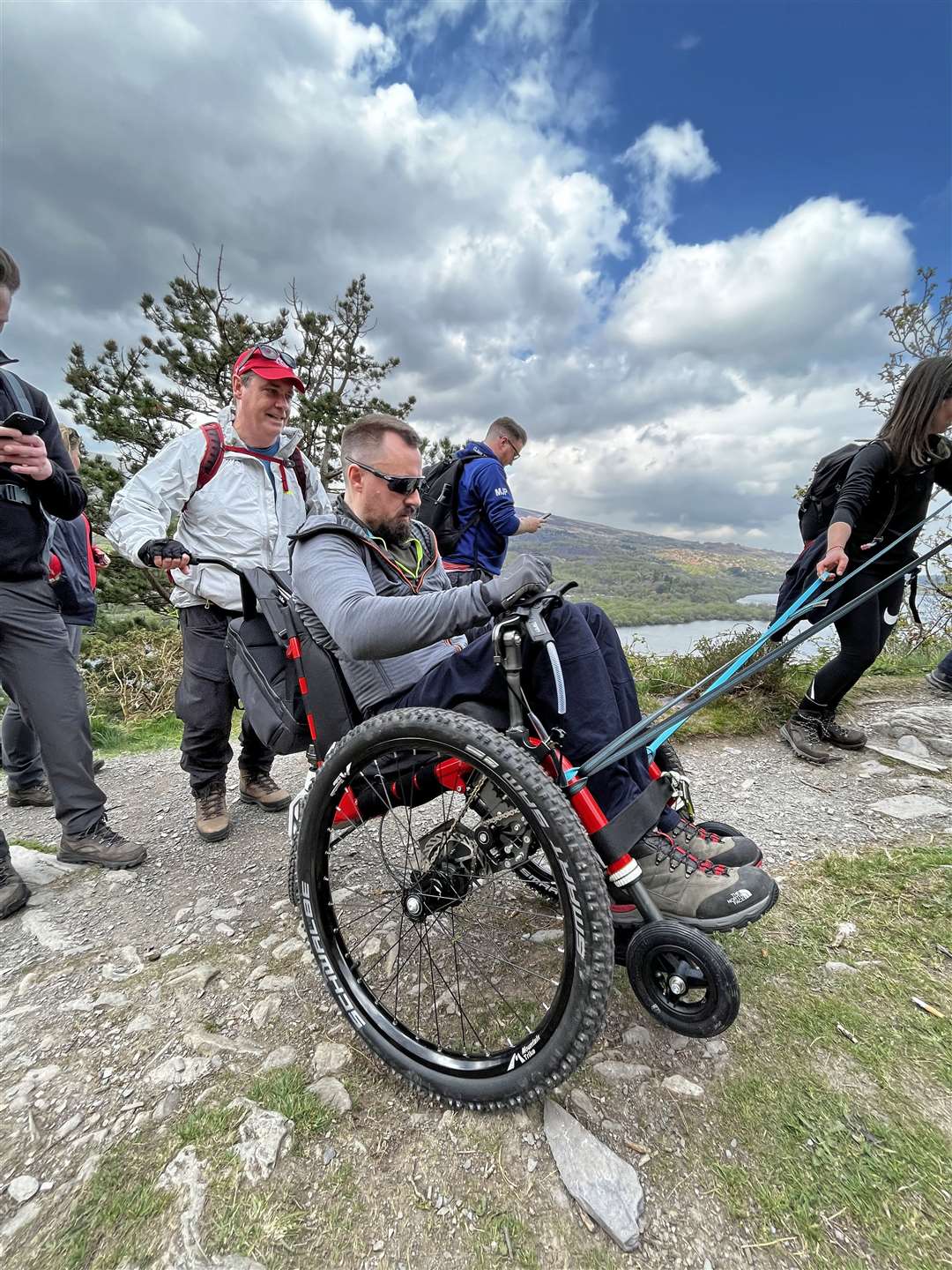 Martin Hibbert (centre) and team training before climbing Mount Kilimanjaro (Ollie Buncombe/Spinal Injuries Association/PA)
