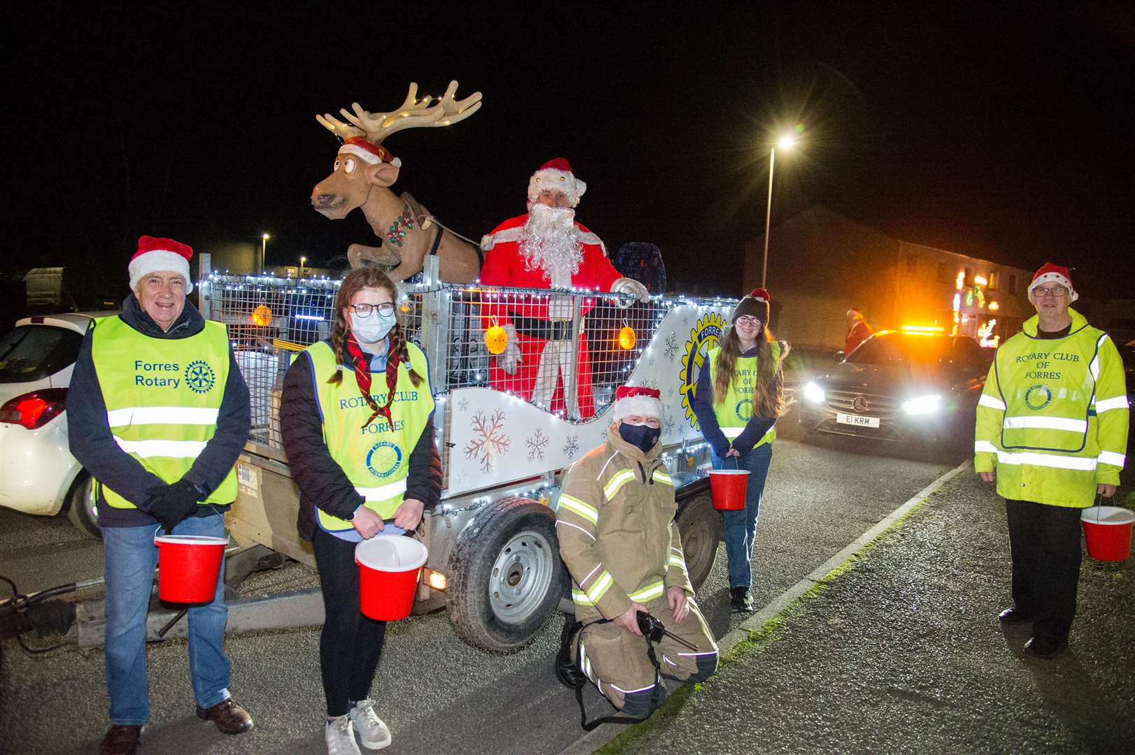 Rotary volunteers escorting Santa around the area. Picture: Becky Saunderson