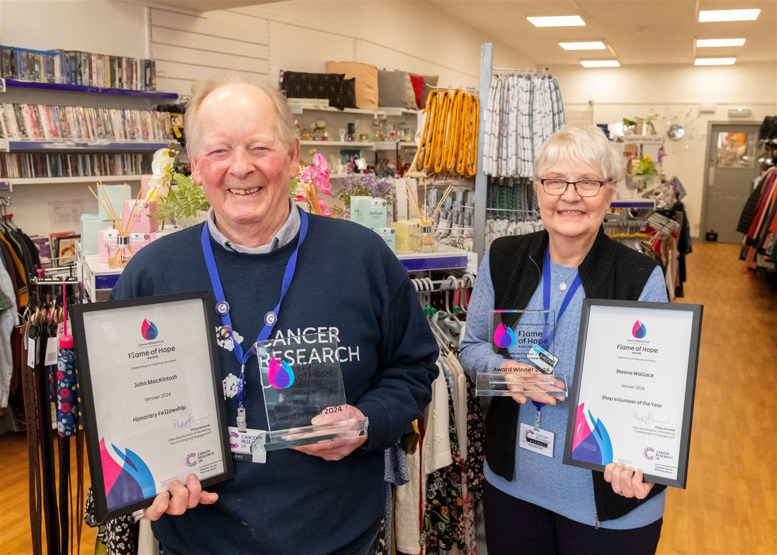 John MacKintosh won the Honorary Fellowship Award and Sheena Wallace won Volunteer of the Year at the annual Flame of Hope awards in Edinburgh. Picture: Beth Taylor