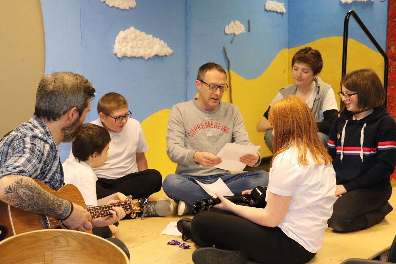 Young people taking part in drama and music programme, In the Mix, last January.