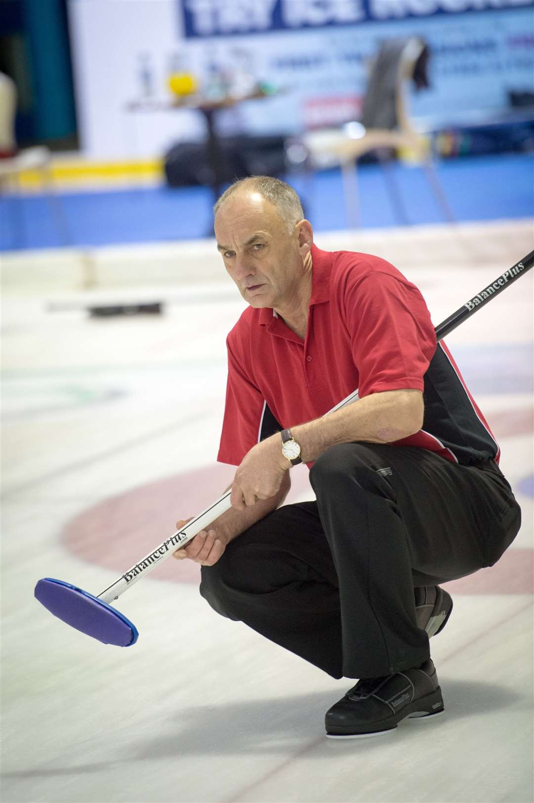 Forres curler Mike MacDonald was in action on the Moray Leisure Centre ice. Picture: Callum Mackay
