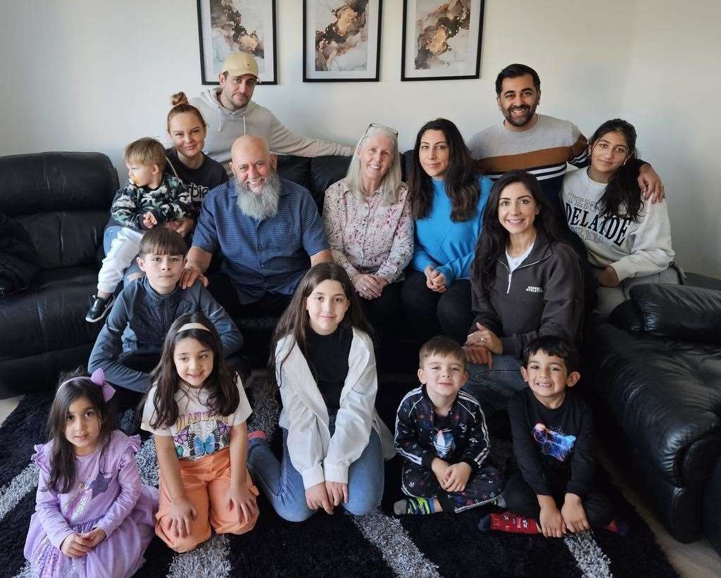 Humza Yousaf shared a family photo on social media which included his wife Nadia, and her parents, Elizabeth and Maged El-Nakla (X/@HumzaYousaf/PA)