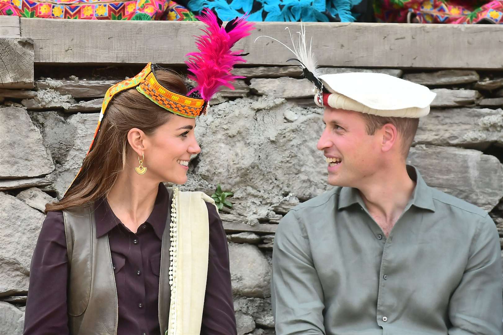 The Duke and Duchess of Cambridge during a visit to a settlement of the Kalash people in Chitral, Pakistan (Samir Hussein/PA)