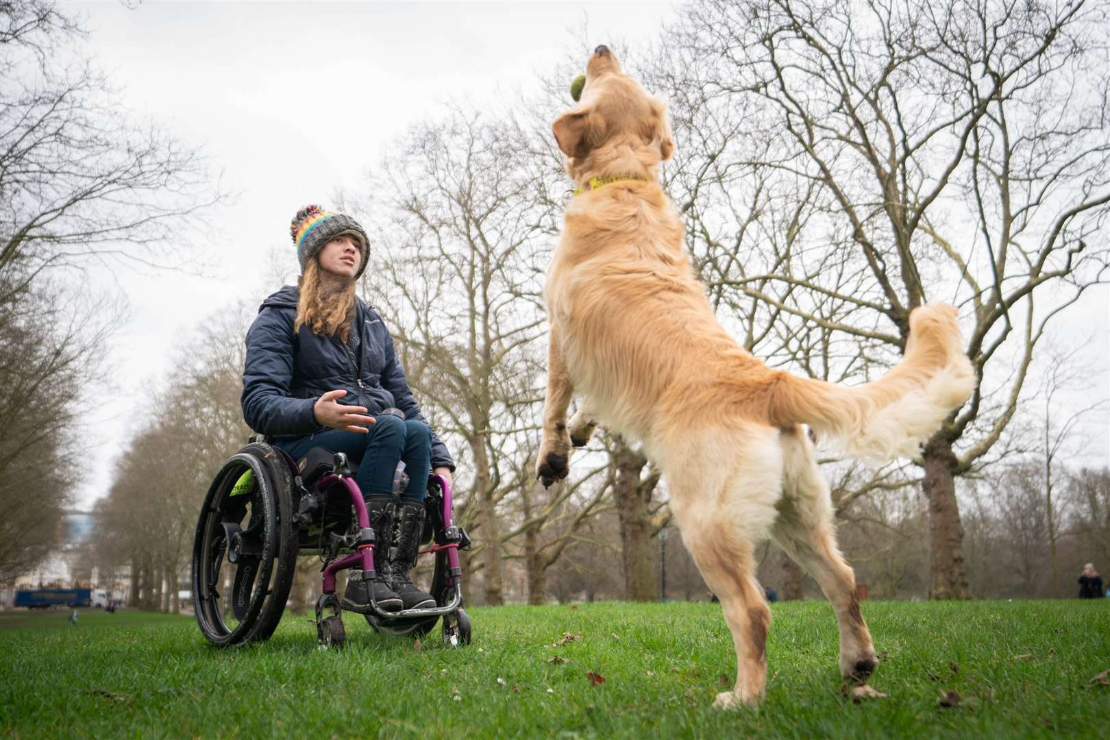 Golden retriever Phoebe with her owner Jazz Turner (James Manning/PA)