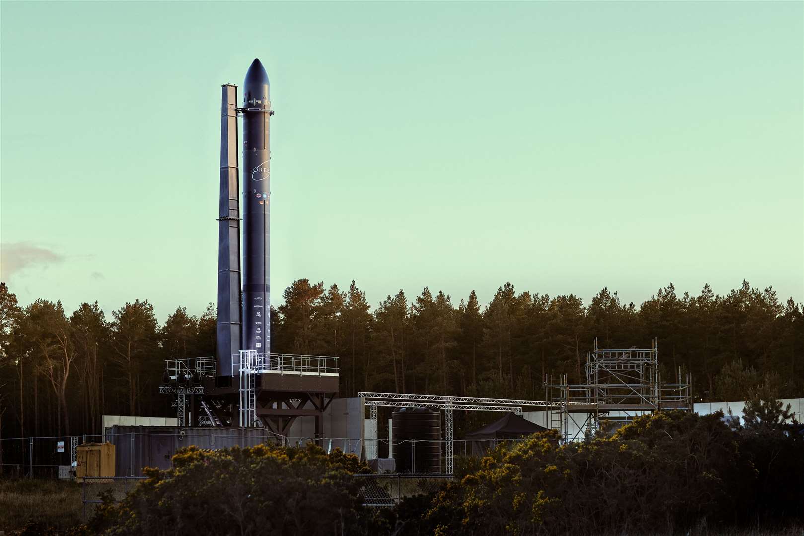 Orbex Prime rocket at the Kinloss test stand.